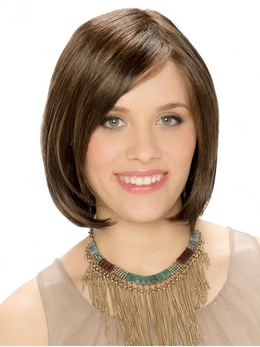Suitable 10 inch Chin Length Straight Brown Bob Wigs