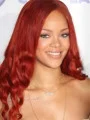 Rihanna Red Long Wavy Lace Front Human Hair Wigs