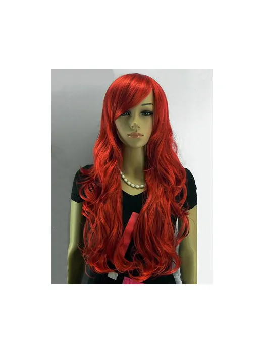 24  inches Long Wavy Capless Synthetic Red Wigs