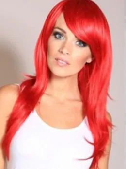 Hot Sale Red Long Wavy Lace Front Synthetic Wigs