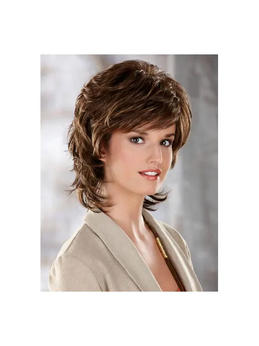 Tempting Brown Wavy Chin Length Classic Wigs