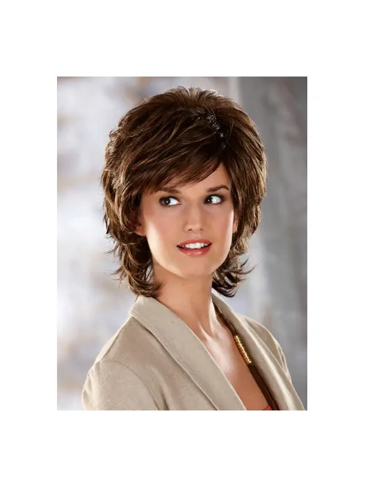 Tempting Brown Wavy Chin Length Classic Wigs