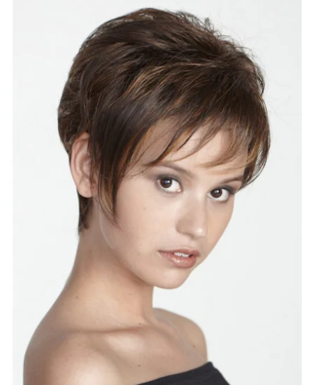 Brown Ideal Boycuts Straight Short Wigs