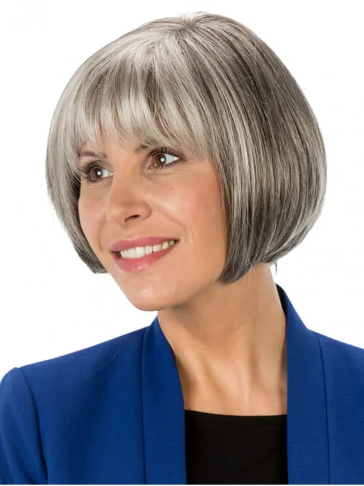 8 inch Short Straight Affordable Monofilament Grey Wigs