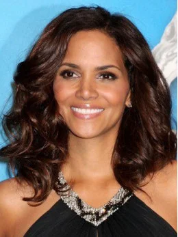 Halle Berry Amazing and Ultra-feminine Mid-length Layered Wavy Lace Front Human Hair Wig 14  inches