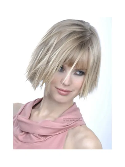 Young Fashion Platinum Blonde Straight Shape Chin Length Girl Wigs