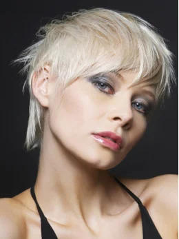Young Fashion Cute Platinum Blonde Layers Lace Front Wigs