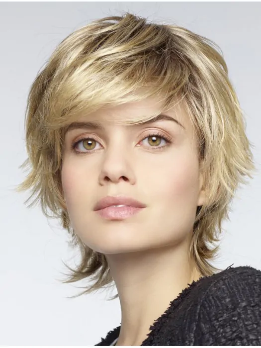 So Great Blonde Shoulder Length Wavy Layered Popular Wigs