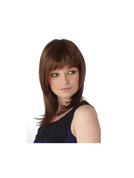 Comfortable Auburn Straight Shoulder Length Synthetic Wigs