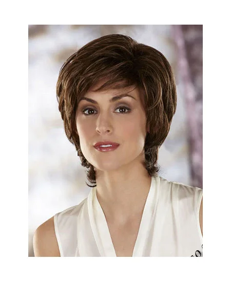Affordable Brown Wavy Chin Length Classic Wigs