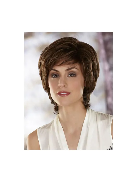 Affordable Brown Wavy Chin Length Classic Wigs