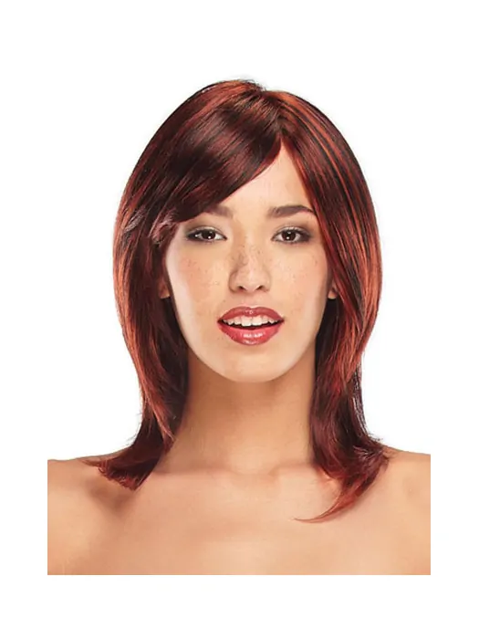Lace Front Sleek Straight Synthetic Medium Wigs
