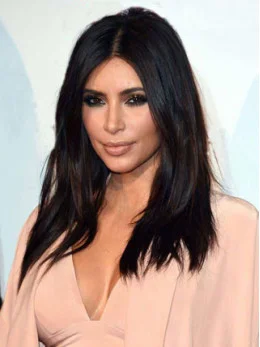 Sexy Long Straight Kim Kardashian Hairstyle Synthetic Lace Front Wigs 18  inches