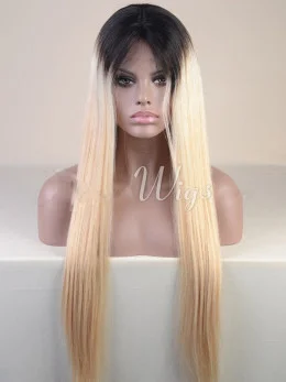 24 inch Long Straight Full Lace Wigs Two Tone African American Wigs