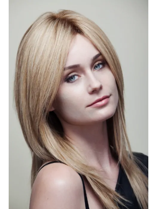 16 inch Straight Blonde Layered Long Wigs