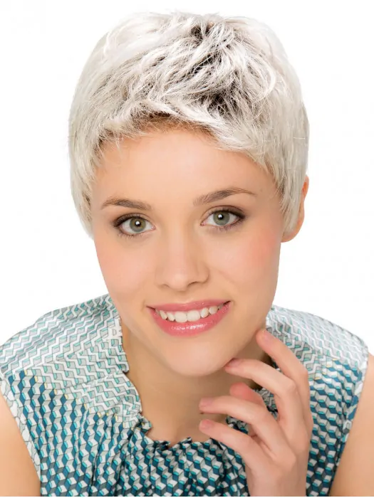 6 inch Cropped Straight Modern Monofilament Grey Wigs