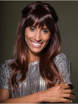 High Quality Long Straight Auburn With Bangs African American Wigs