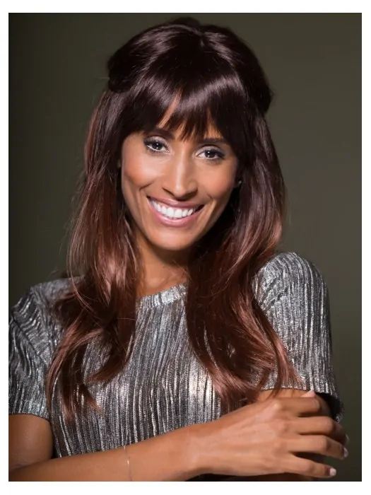 High Quality Long Straight Auburn With Bangs African American Wigs