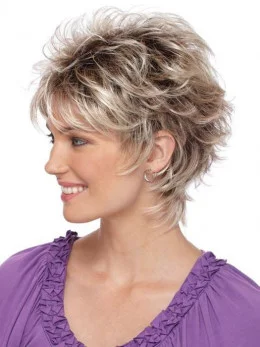 Straight 3 inch Cropped Blonde Capless Synthetic Wigs