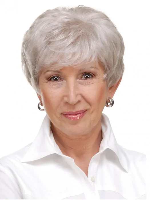6 inch Cropped Straight Durable Monofilament Grey Wigs