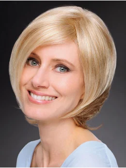 Incredible 12 inch Chin Length Straight Blonde Bob Wigs