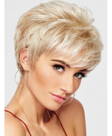 4 inch Cropped Wavy Blonde Boycuts High Quality Synthetic Wigs For Sale