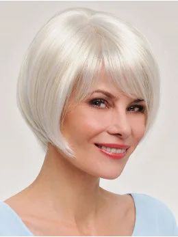 Natural 8 inch Short Straight Grey with Blonde Bob Wigs