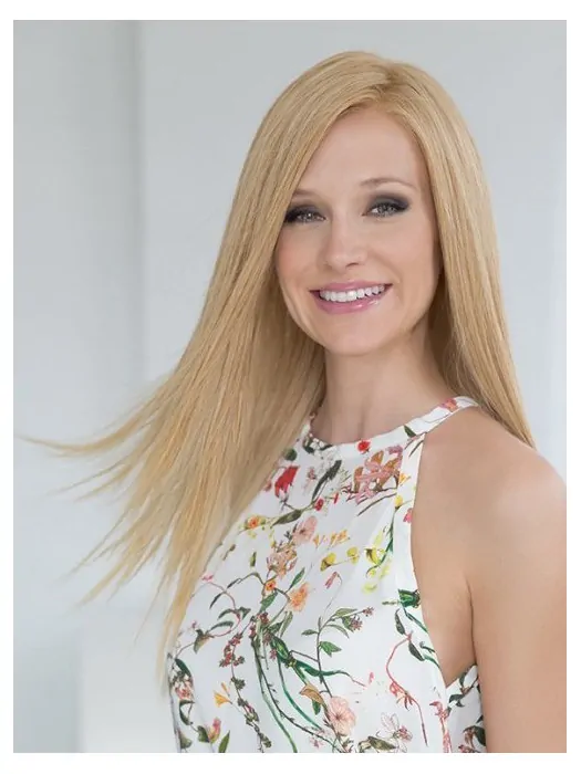 Durable Blonde Long Straight Without Bangs Human Hair Wigs