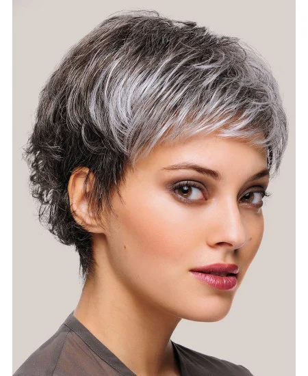 8 inch Short Straight Beautiful Monofilament Grey Wigs