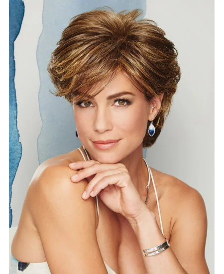 Wavy Short 4 inch Capless Layered Synthetic Wigs Online