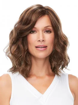Wavy Shoulder Length Monofilament Layered Synthetic Wigs
