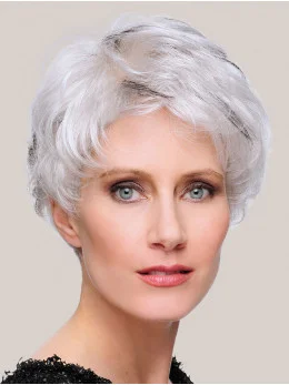 6 inch Cropped Straight Stylish 100 per Hand-tied Grey Wigs