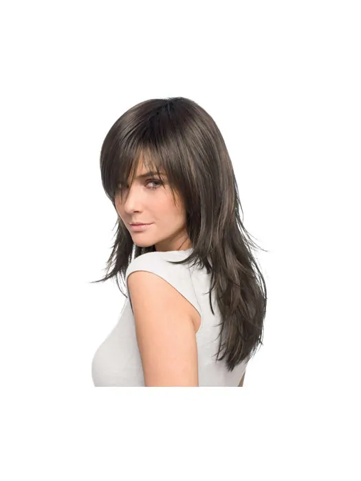 Brown Straight Remy Human Hair Easy Long Wigs