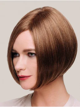 Ideal 10 inch Chin Length Straight Brown Bob Wigs