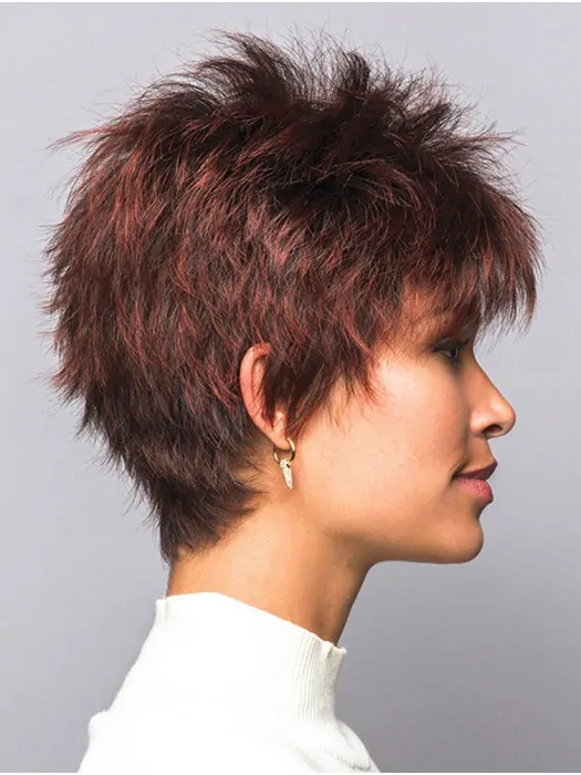 Red 4 inch Boycuts Hairstyles Capless Synthetic Wigs