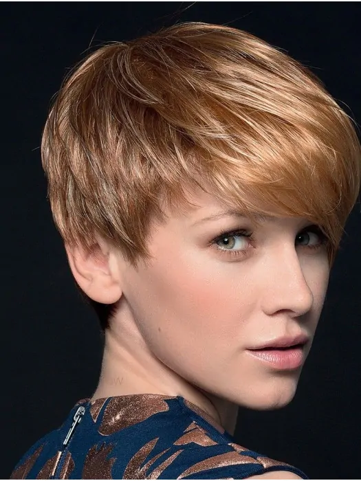 Blonde 4 inch Boycuts Cropped Top Monofilament Wigs