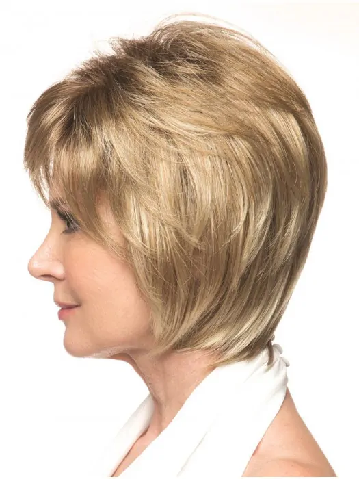Wavy Bobs Blonde 10 inch Monofilament Cancer Wigs For Women