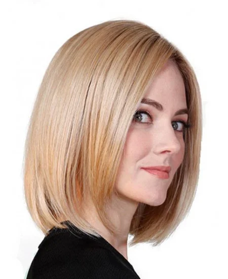 Straight Blonde 11 inch Monofilament Bobs Cancer Patient Wigs