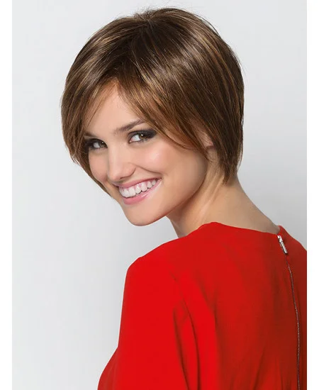 Synthetic Brown Monofilament 9 inch Bob Wigs For Sale