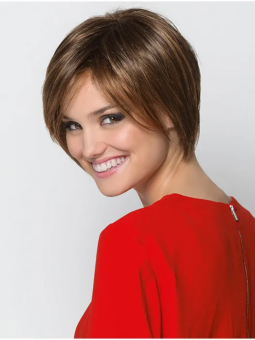 Synthetic Brown Monofilament 9 inch Bob Wigs For Sale