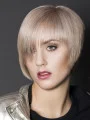 Young Fashion Platinum Blonde Layered Short Capless Synthetic Wigs