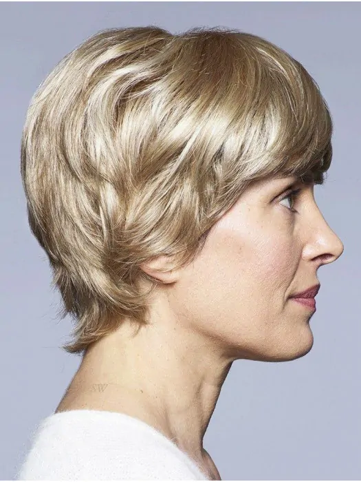 Blonde 8 inch With Bangs Short Great Monofilament Wigs