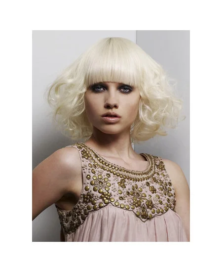Young Fashion Platinum Blonde Beautiful Chin Length Wavy Full Lace Wigs
