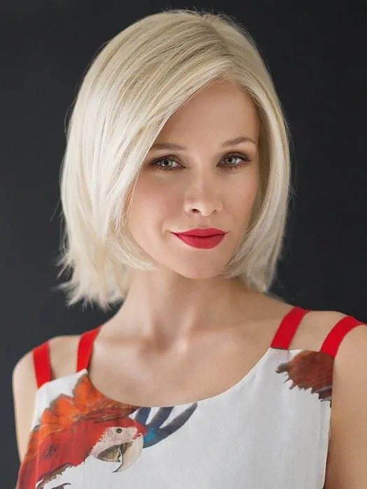 Monofilament 12 inch Straight Chin Length White Synthetic Wigs Online