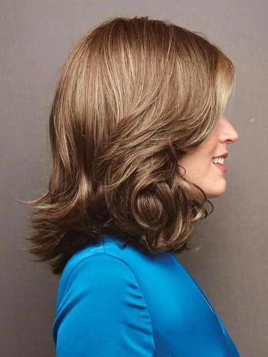 Wavy Brown Shoulder Length Capless Synthetic Wigs
