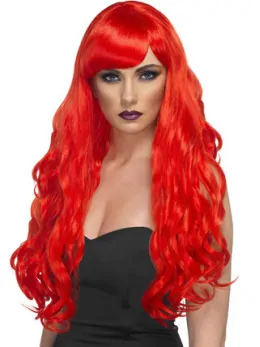 Sexy 24  inches Long Wavy Lace Front Red Synthetic Wigs