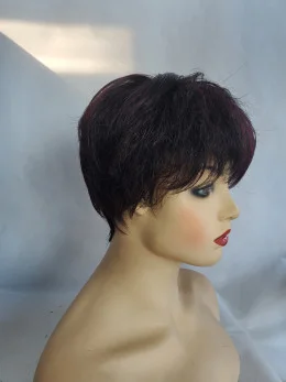 red short layered straight synthetic hair wig for women